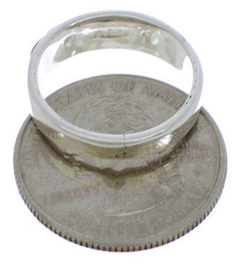 Southwestern Sterling Silver Multicolor Inlay Ring Size 8-1/4 UX37368