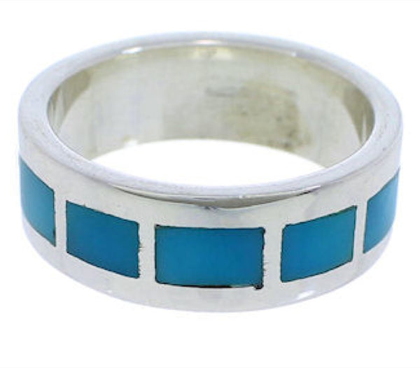 Genuine Sterling Silver Turquoise Inlay Ring Size 5-1/2 UX37371