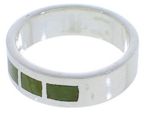 Silver And Turquoise Inlay Jewelry Ring Size 6-3/4 UX37477