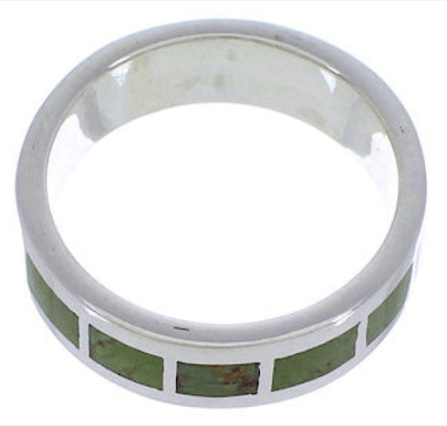 Silver And Turquoise Inlay Jewelry Ring Size 6-3/4 UX37477