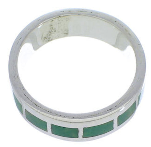 Genuine Sterling Silver Turquoise Inlay Ring Size 4-3/4 UX37483