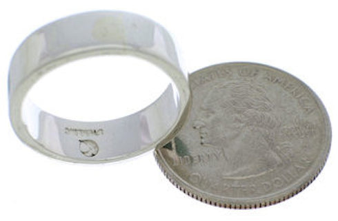 Southwest Sterling Silver Turquoise Inlay Ring Size 5-1/2 UX37486