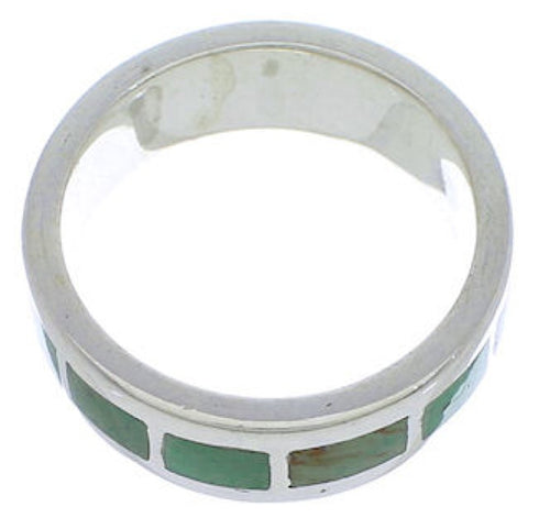 Genuine Sterling Silver Turquoise Inlay Ring Size 5-1/2 UX37524