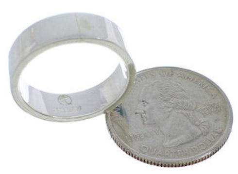 Southwestern Sterling Silver Turquoise Inlay Ring Size 6-3/4 UX37561