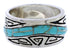 Sterling Silver And Turquoise Water Wave Ring Size 6-3/4 EX40782
