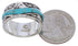 Sterling Silver And Turquoise Water Wave Ring Size 6-3/4 EX40782