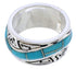 Turquoise Inlay Water Wave Sterling Silver Ring Size 5-1/4 EX40787