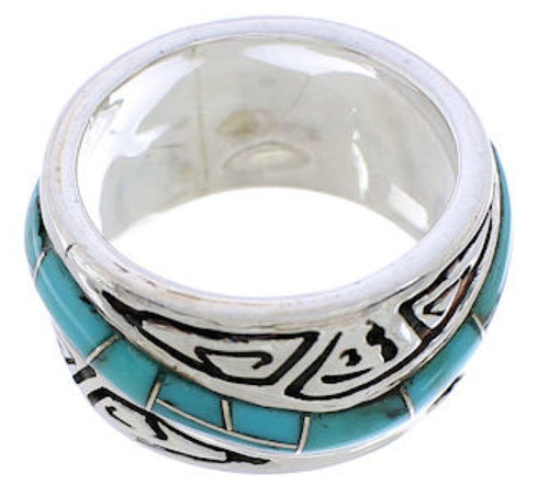 Turquoise Water Wave Sterling Silver Ring Size 6-1/4 EX40796