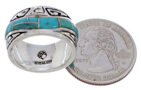 Turquoise Water Wave Sterling Silver Ring Size 6-1/4 EX40796