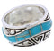 Southwestern Authentic Sterling Silver Turquoise Water Wave Ring Size 6-1/4 QX86948