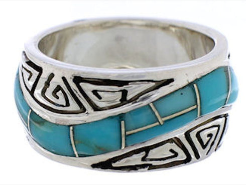 Sterling Silver Water Wave Turquoise Ring Size 5 EX40798