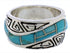 Southwestern Authentic Sterling Silver Turquoise Water Wave Ring Size 6-1/4 QX86948