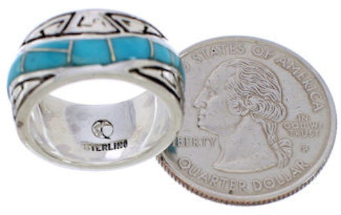 Sterling Silver Water Wave Turquoise Ring Size 5 EX40798