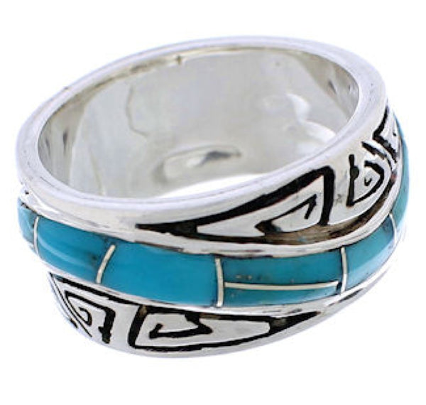Southwest Water Wave Turquoise Inlay Ring Size 5-1/4 EX40807