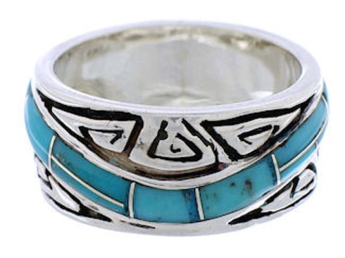 Southwest Water Wave Turquoise Inlay Ring Size 5-1/4 EX40807