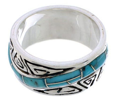 Southwest Water Wave Turquoise Inlay Ring Size 5-1/4 EX40807