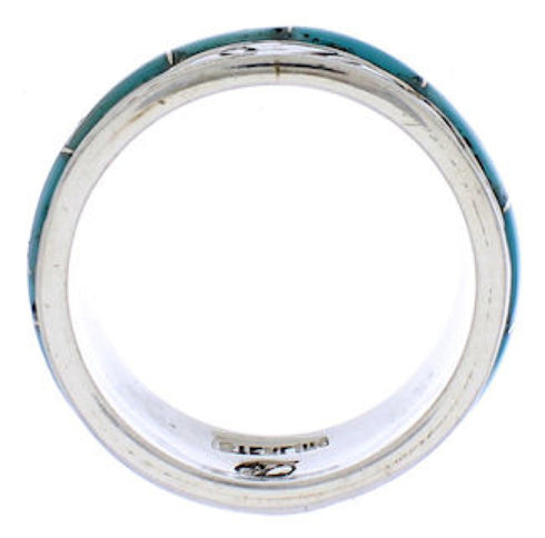 Southwest Water Wave Turquoise Inlay Ring Size 5-1/4 EX40807