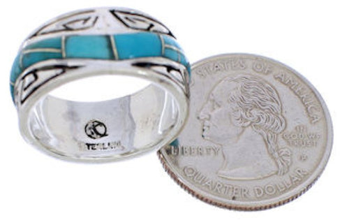 Southwest Water Wave Turquoise Inlay Ring Size 5-1/4 EX40807