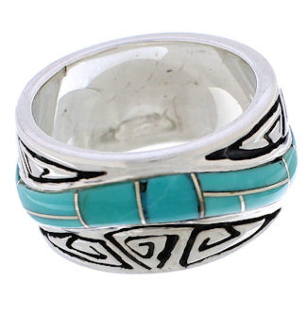 Turquoise Water Wave Southwest Silver Ring Size 4-3/4 QX86987