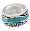 Turquoise Water Wave Southwest Silver Ring Size 4-3/4 QX86987