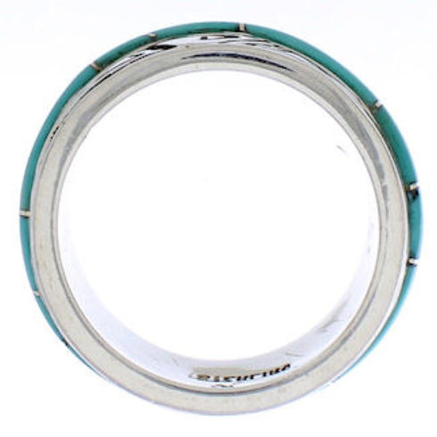 Turquoise Water Wave Southwest Silver Ring Size 4-3/4 QX86987
