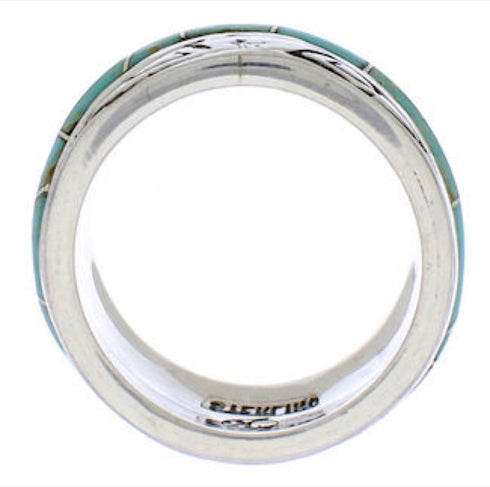 Sterling Silver Water Wave Jewelry Turquoise Ring Size 4-3/4 EX40834