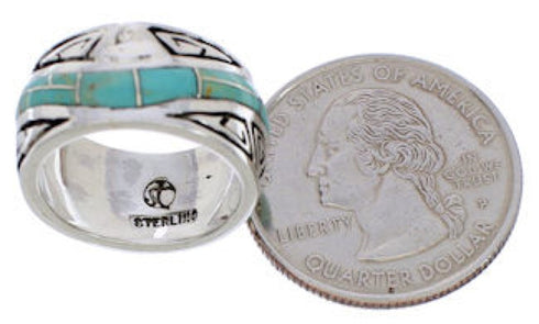 Sterling Silver Water Wave Jewelry Turquoise Ring Size 4-3/4 EX40834