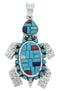 Sterling Silver Turtle Multicolor Inlay Pendant MX22266
