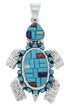 Sterling Silver Turtle Multicolor Inlay Pendant MX22266
