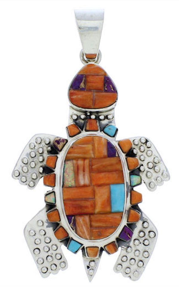 Sterling Silver Turtle Multicolor Jewelry Pendant MX22268