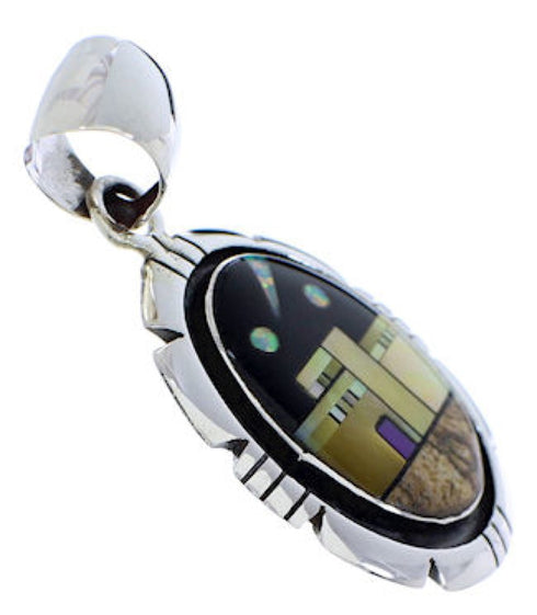 Silver Jewelry Native American Design Multicolor Pendant MX22276