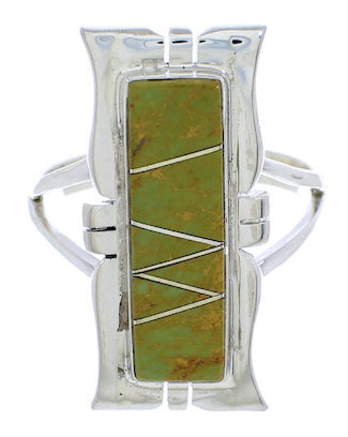 Turquoise Inlay Jewelry Sterling Silver Ring Size 8-1/4 MX23545