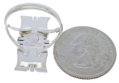 Turquoise Inlay Jewelry Southwest Sterling Silver Ring Size 7 MX23544