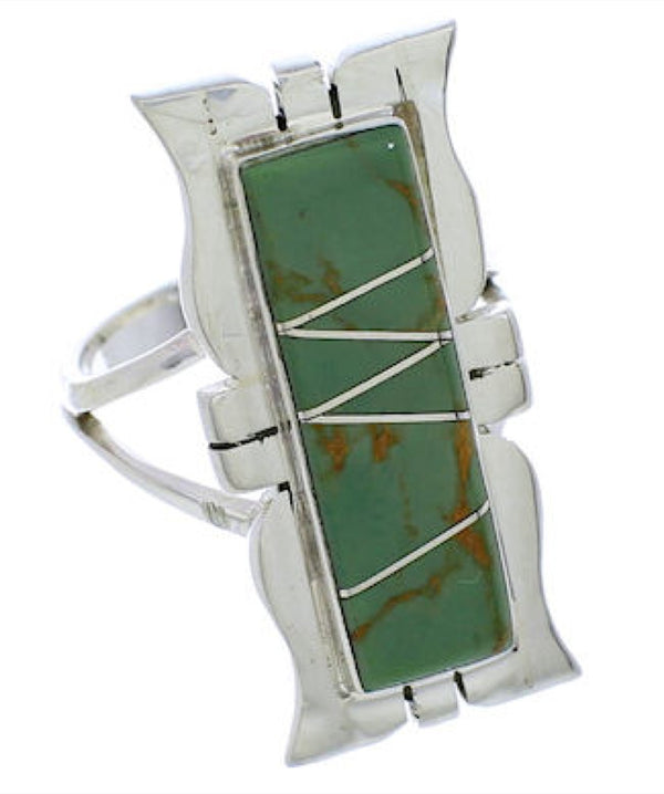 Southwestern Turquoise Inlay Jewelry Silver Ring Size 6 MX23551