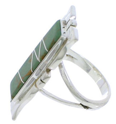 Southwestern Turquoise Inlay Jewelry Silver Ring Size 6 MX23551