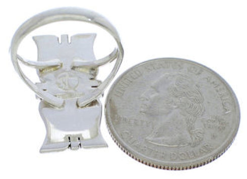 Southwestern Turquoise Inlay Silver Ring Size 6-1/2 MX23557