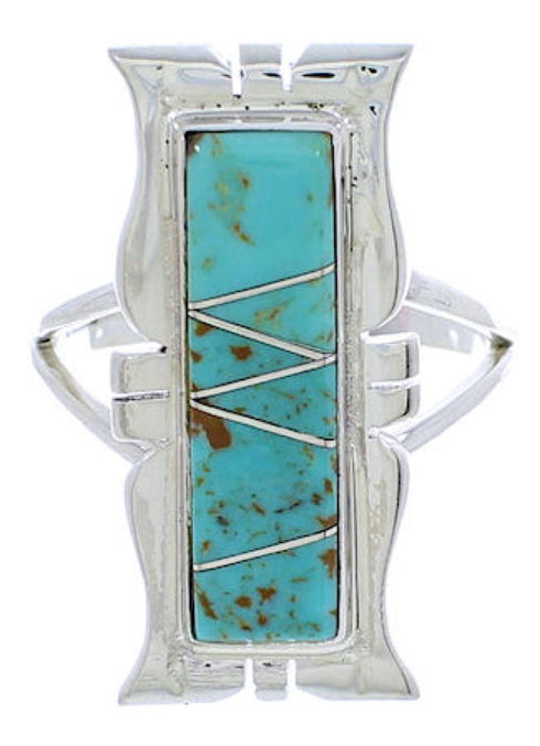 Sterling Silver Turquoise Inlay Jewelry Ring Size 5-1/4 MX23581