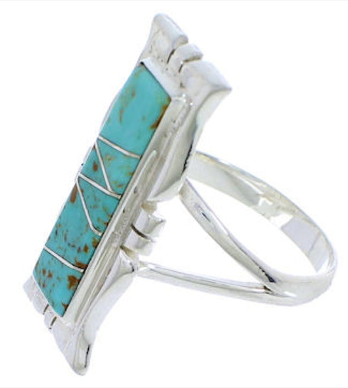 Sterling Silver Turquoise Inlay Jewelry Ring Size 5-1/4 MX23581