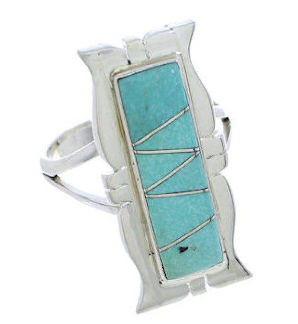 Southwest Sterling Silver Turquoise Inlay Ring Size 5-3/4 MX23602