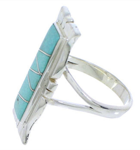 Genuine Sterling Silver Turquoise Inlay Ring Size 6-3/4 MX23596