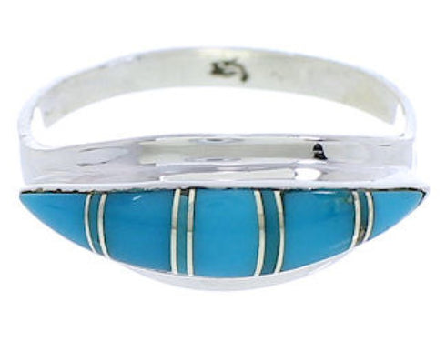 Silver Southwestern Turquoise Inlay Ring Size 4-3/4 MX22425