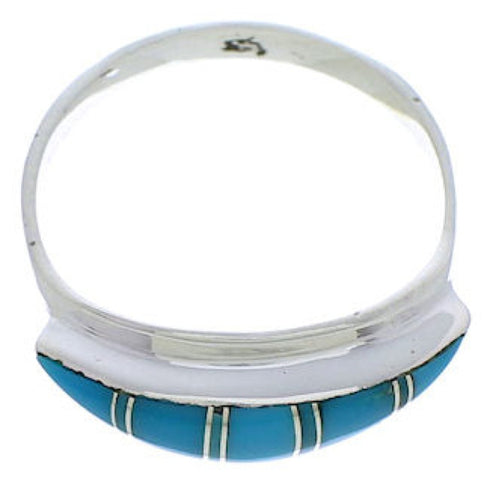 Silver Southwestern Turquoise Inlay Ring Size 4-3/4 MX22425