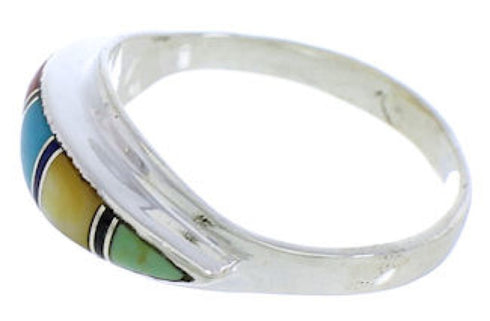 Sterling Silver Jewelry Multicolor Inlay Ring Size 5-1/4 MX22466