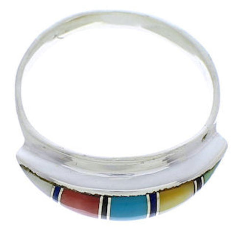 Genuine Sterling Silver Multicolor Inlay Ring Size 6-1/4 MX22464