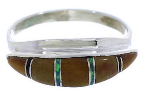 Southwestern Multicolor Silver Ring Size 5-3/4 MX22484