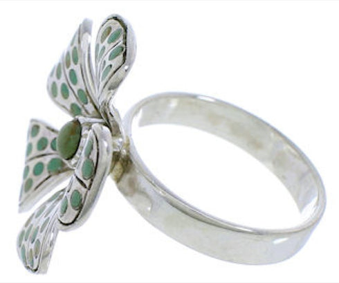 Turquoise Authentic Sterling Silver Flower Ring Size 4-1/2 RX88446