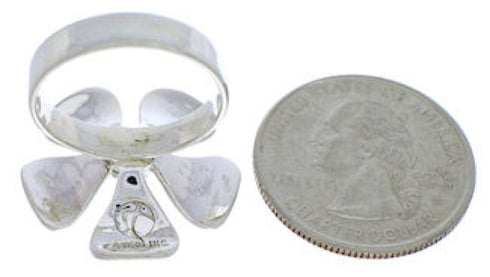 Genuine Sterling Silver Turquoise Inlay Flower Ring Size 6 RX88423