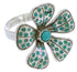 Turquoise Southwest Flower Genuine Sterling Silver Ring Size 4-1/2 RX88445