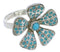 Sterling Silver Jewelry Turquoise Flower Ring Size 8-3/4 MX22517