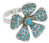Silver Southwestern Turquoise Flower Ring Size 8 MX22520